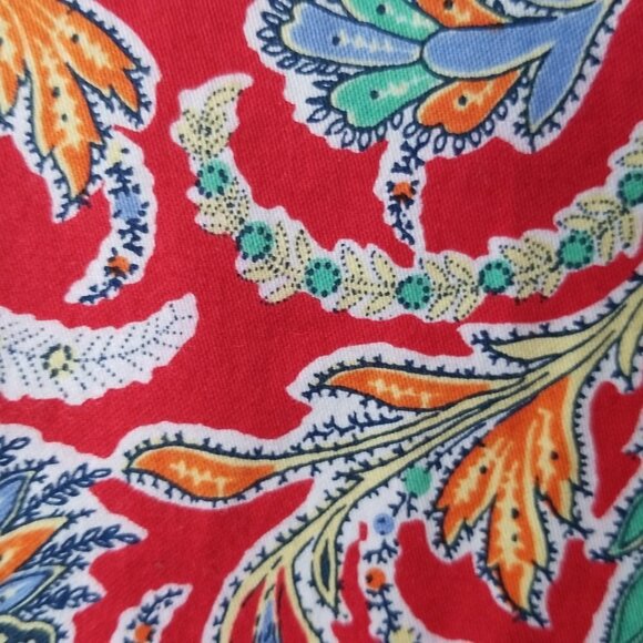 CHAPS no iron 100% cotton bright red floral button down shirt MP - Picture 4 of 10